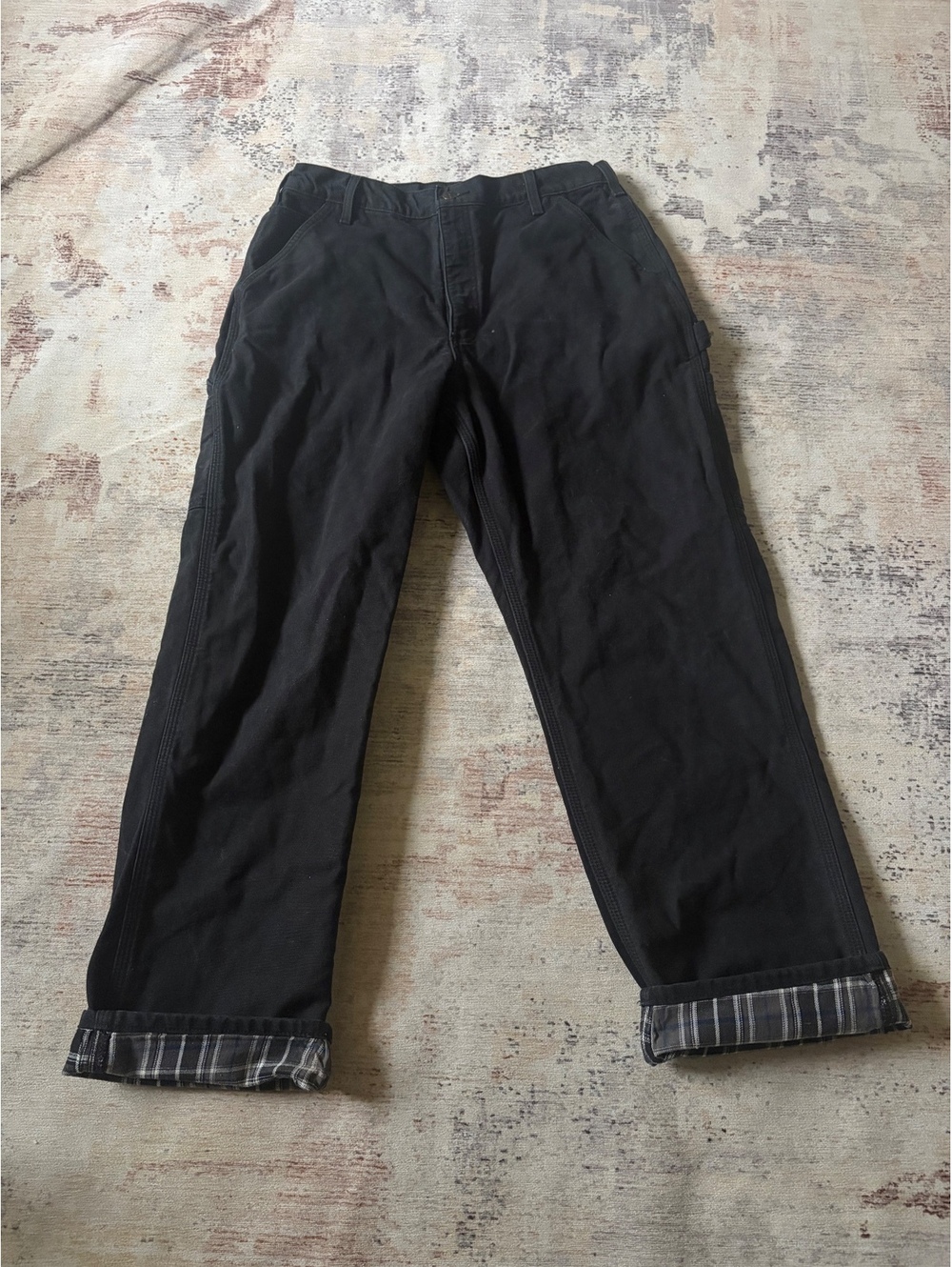 Carhartt B111 BLK flannel lined pants 36 x 32 duck canvas